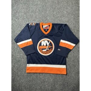 Mens Jersey Pro Player NY Islanders Navy Orange Hockey Embroidered, Size S